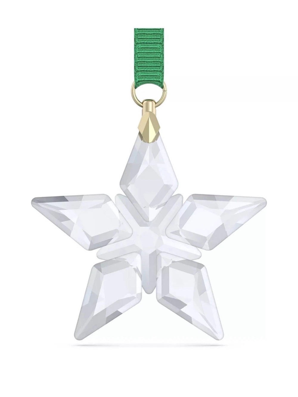 Swarovski Little Star Crystal Ornament with Green Ribbon and Gold-Tone Detail - Picture 2 of 2